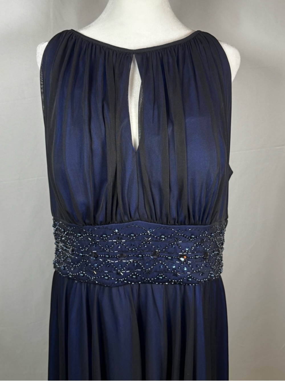 Jessica Howard Navy Blue Beaded Waist semi formal cocktail Dress